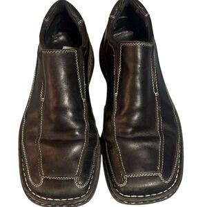 Steve Madden P-MILLEN Mens Black‎ Leather Square Toe Slip On Loafers Size 12